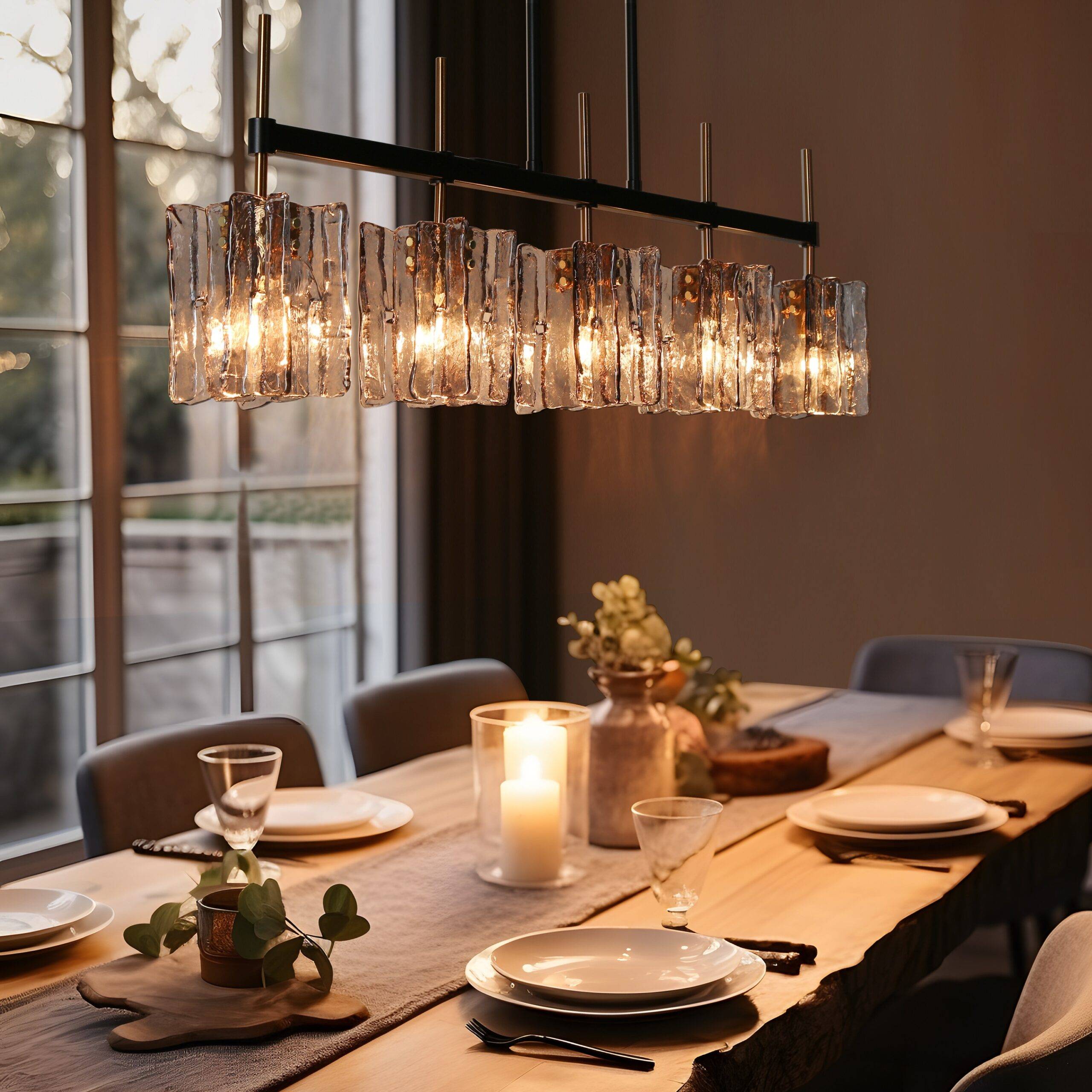 Linear Chandelier Dining Room